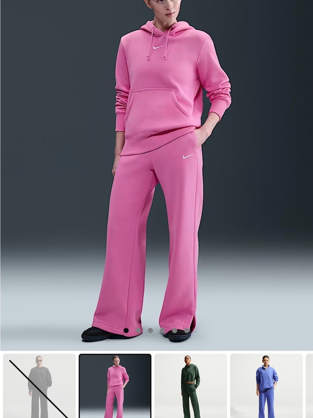Nike Women's Pink Wide-Leg Sweatpants Medium